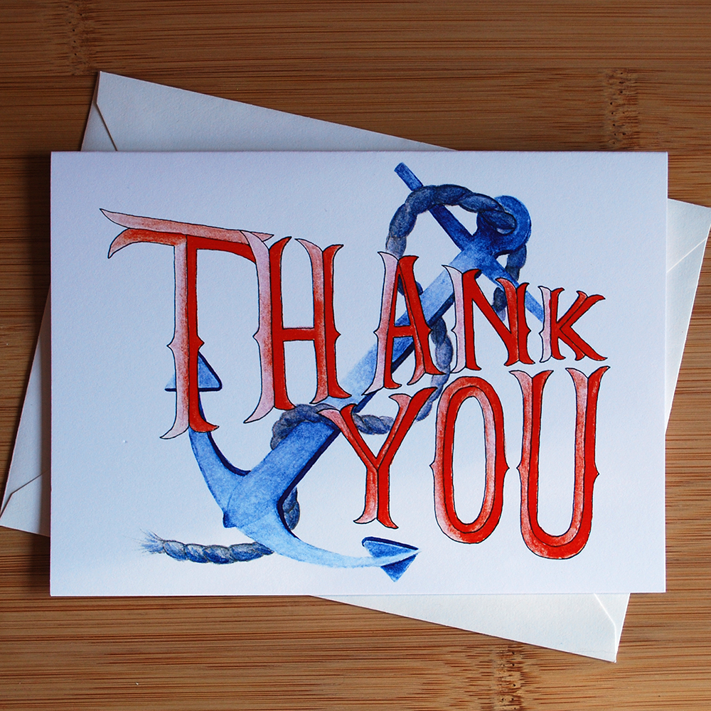 thank you anchor greeting card