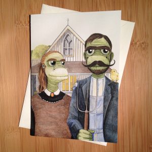 monster gothic greeting card mustache illustration
